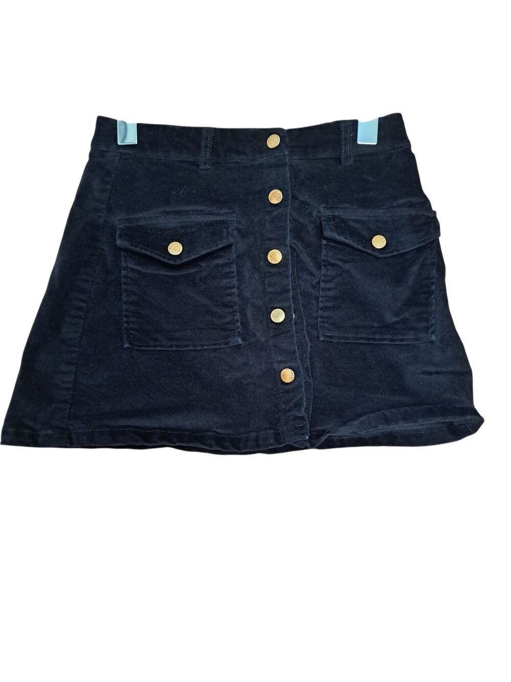 3/35$ ZARA Kids Black Corduroy Button-Front Skirt | Size 10 (140 cm) | Gold